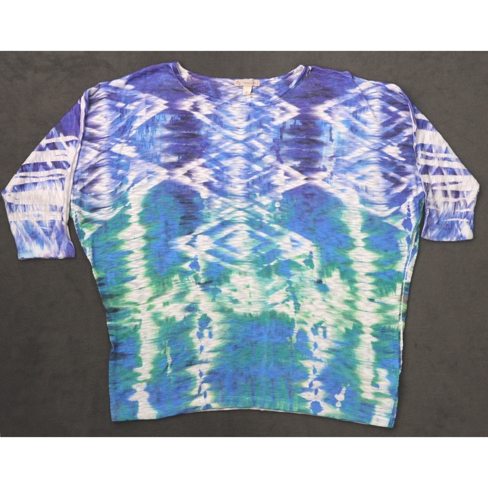 DB Established 1962 Knit Top Womens L Blue Green Excellent Tie Dye Dolman Sleeve
